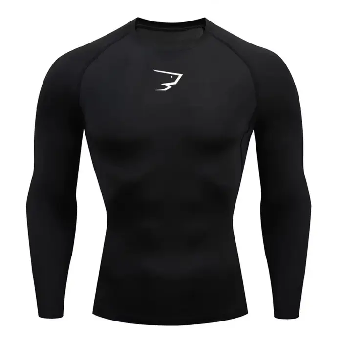 T-shirt de fitness à manches longues pour hommes, T-shirt de compression Dry Fit, vêtements de sport