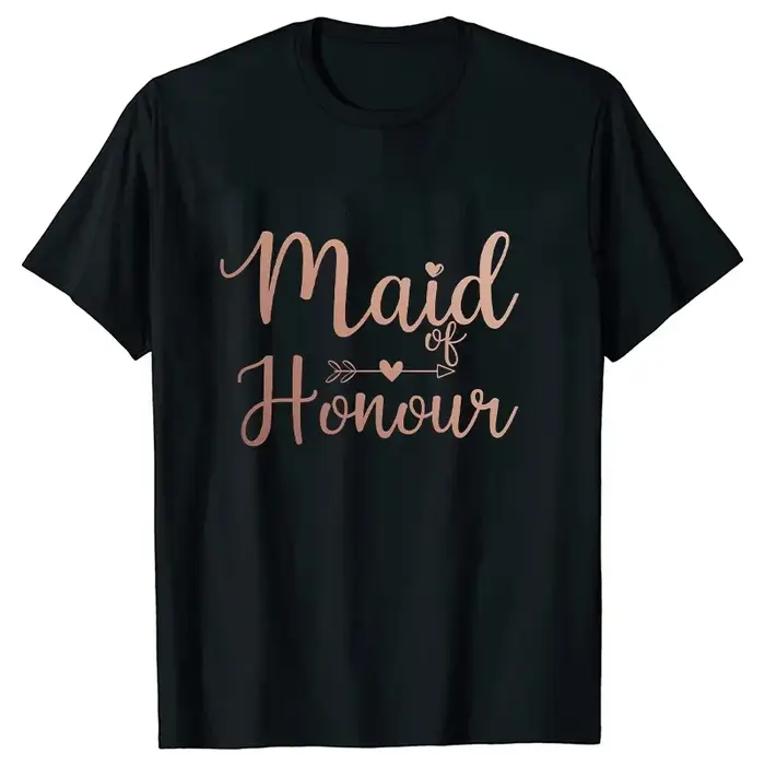 T-shirt Demoiselle d'honneur Team Bride Blanc Noir – Hauts pour Mariage
