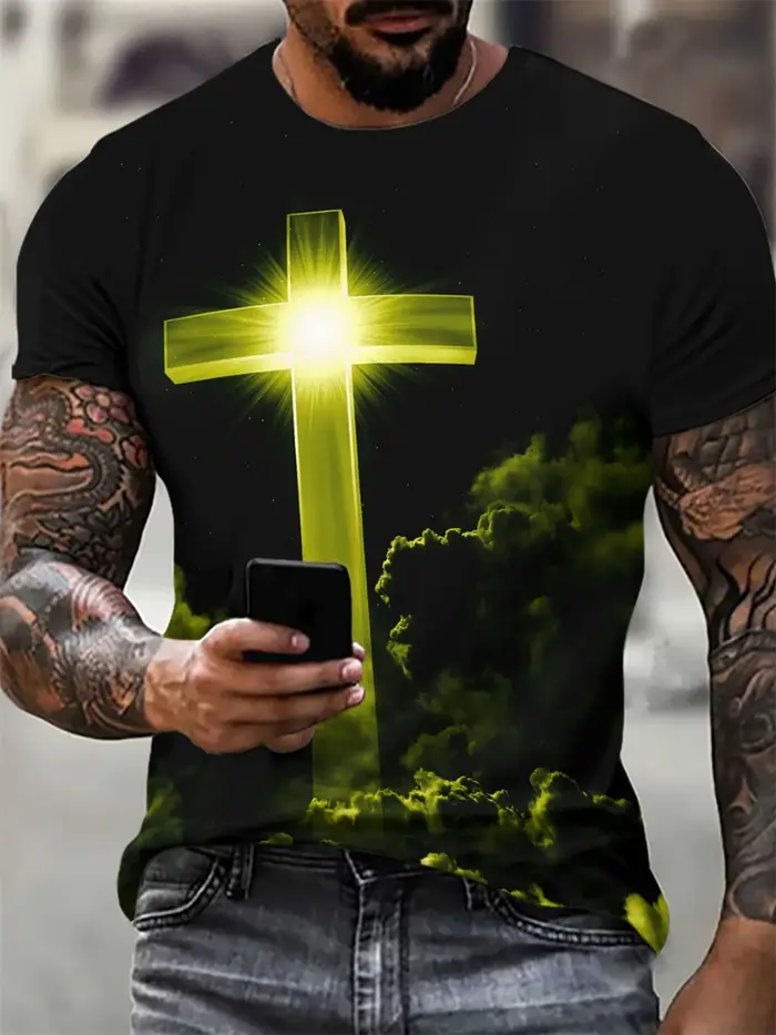 T-shirt à manches courtes imprimé 3D pour hommes