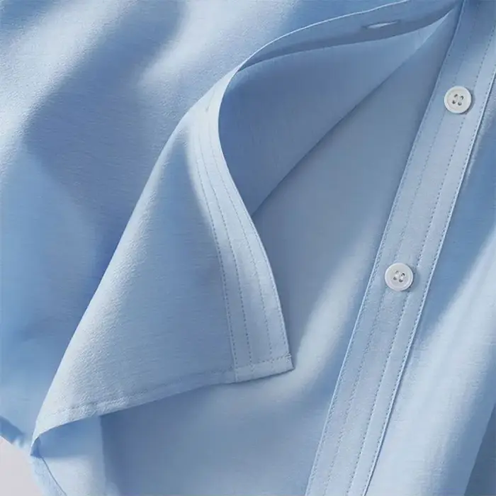 Vert solide décontracté col Polo simple boutonnage à manches courtes femmes Blouse chemise