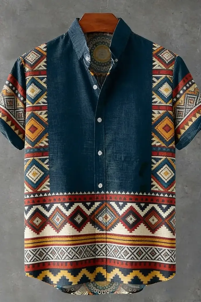 Chemise à manches courtes en lin pour homme