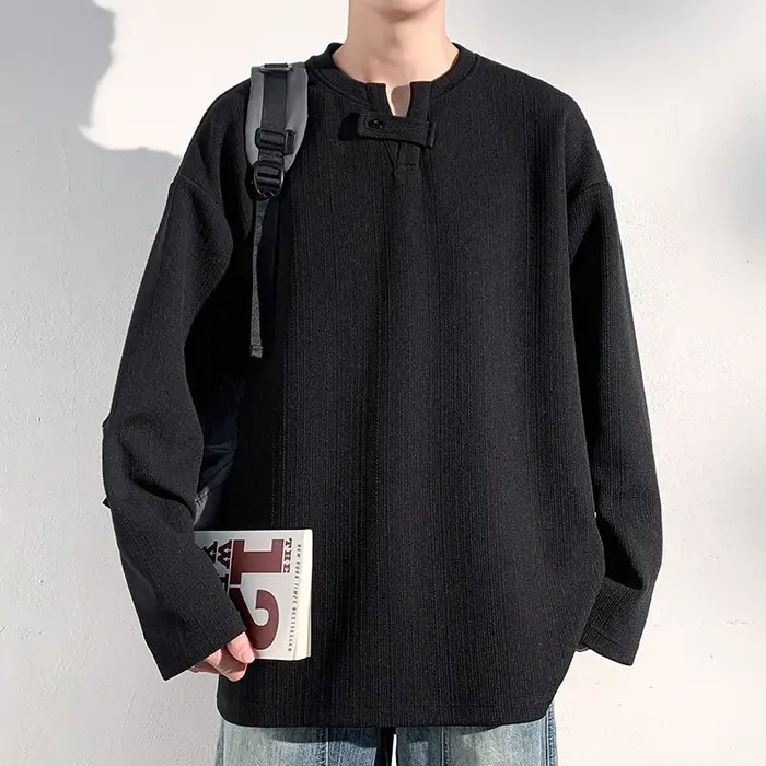 T-Shirt à manches longues et col en v pour hommes
