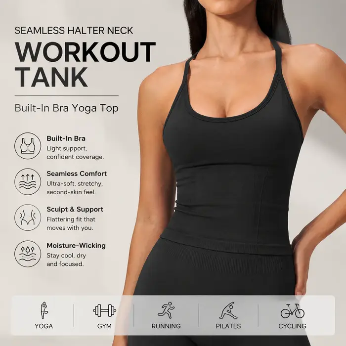 Débardeur de yoga de luxe 2-en-1 avec soutien-gorge intégré pour femme – Haut d'entraînement premium sans coutures