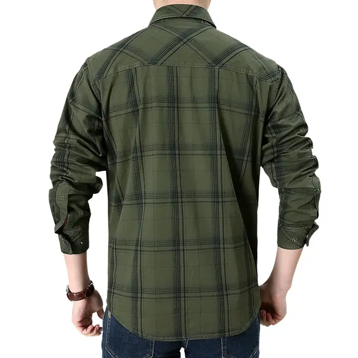Chemise à carreaux à manches longues pour hommes