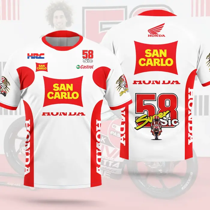 T-shirt pour homme HONDA RACING Team Super Sic 58 Driver, manches courtes, été, nouvelle mode 2026, 