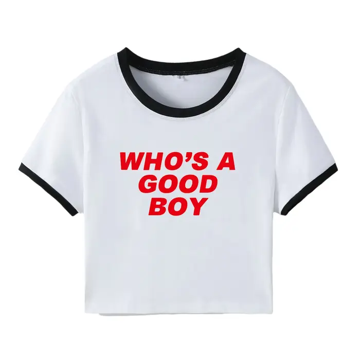 Qui est un bon garçon haut court Y2K bébé T-Shirt filles été coton chemise courte à manches courtes femmes