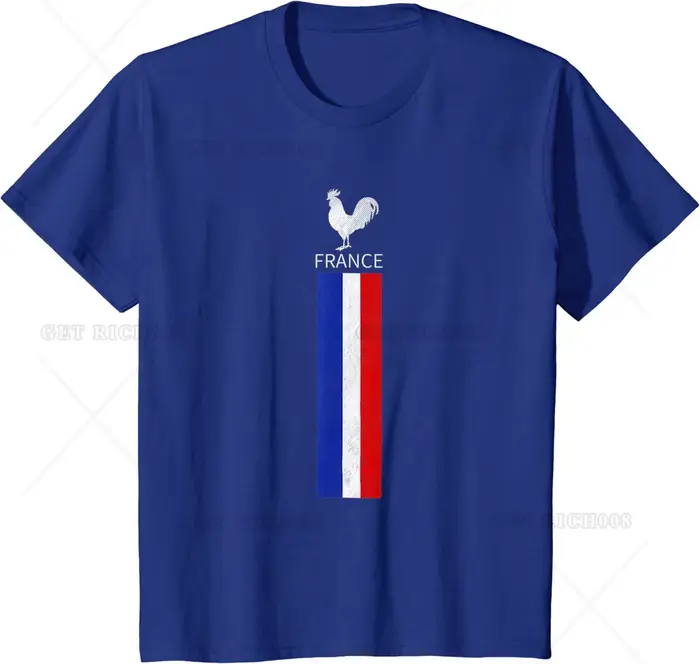 T-Shirt Décontracté en Coton de l'Équipe de Football de France, 03/4 Saisons