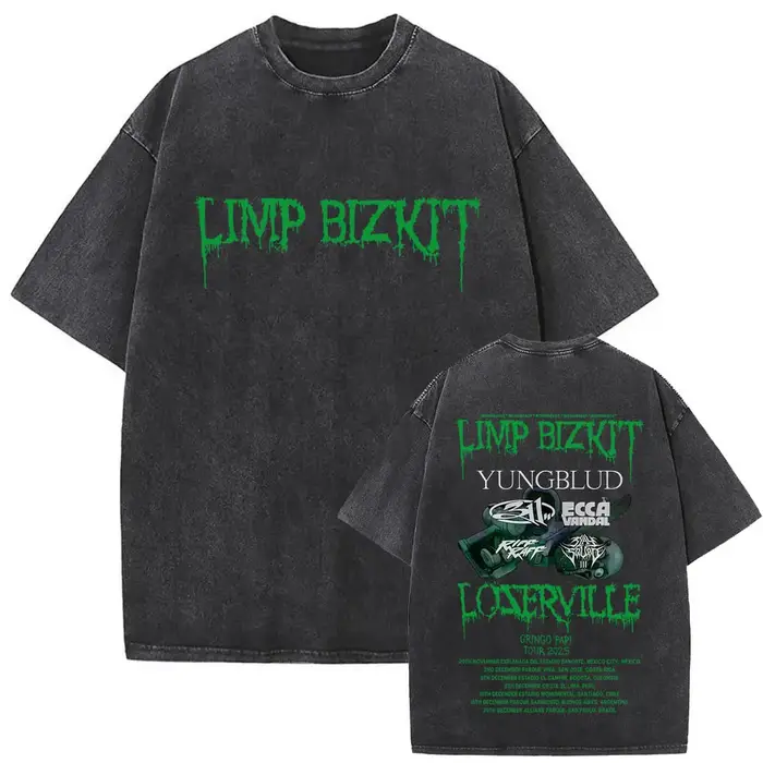 Y2k t-shirt hommes vêtements lavé Vintage groupe de Rock Limp Bizkit Album graphique 2025 hommes vêt