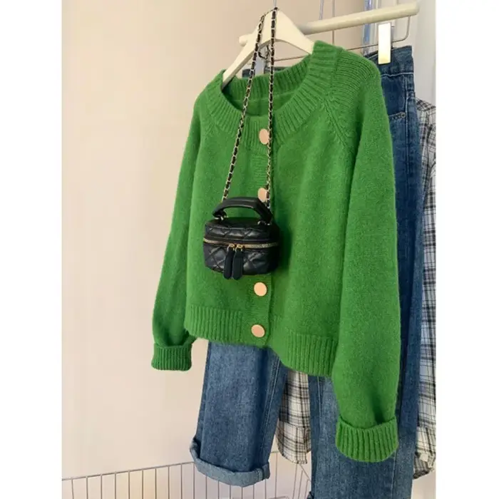Cardigan tricoté à manches courtes pour femmes en automne et en hiver, élégant et décontracté, éléga