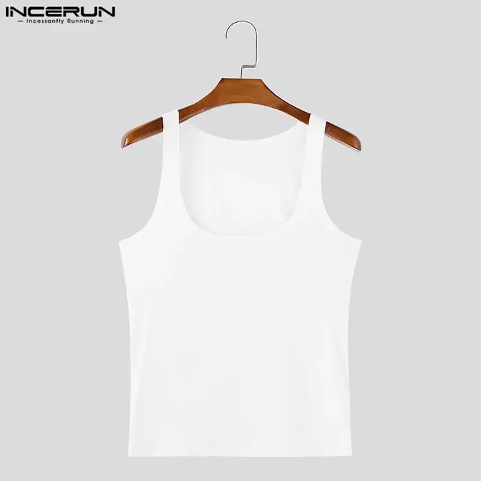 Été hommes débardeurs mode Sexy hauts sans manche INCERUN décontracté haut t-shirt surdimensionné couleur unie vêtements