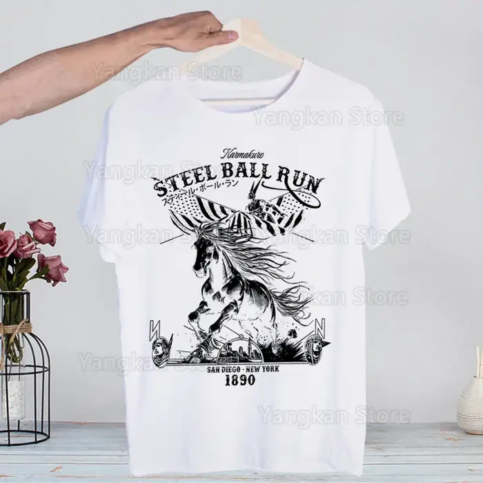 STEEL BALL RUN chemise nouveauté drôle Vintage col rond Gyro Zeppeli Joestar hommes T-Shirt haut