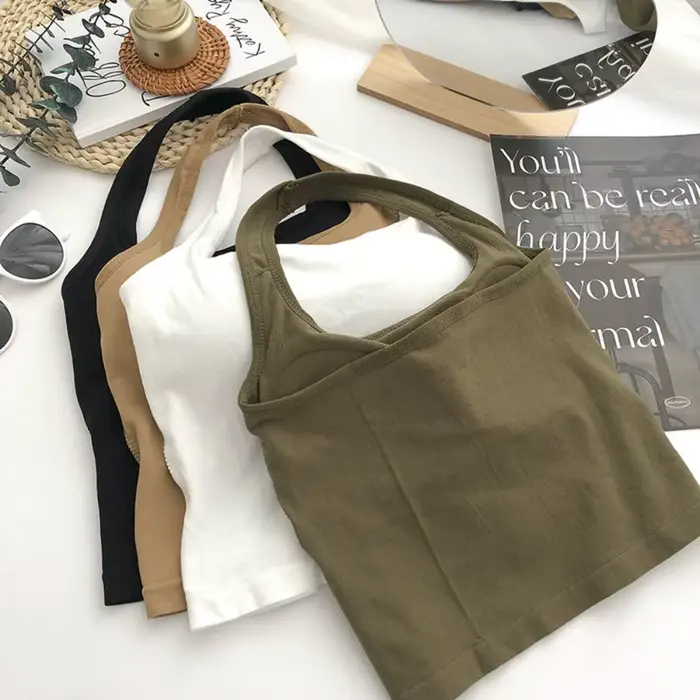 Haut à licou en polyamide précieux pour femme, nouveau