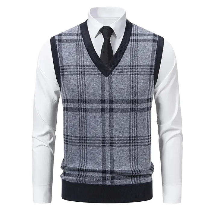 Gilet en tricot sans manches pour homme 2026 – Pull léger décontracté à col en V – Gilet confortable