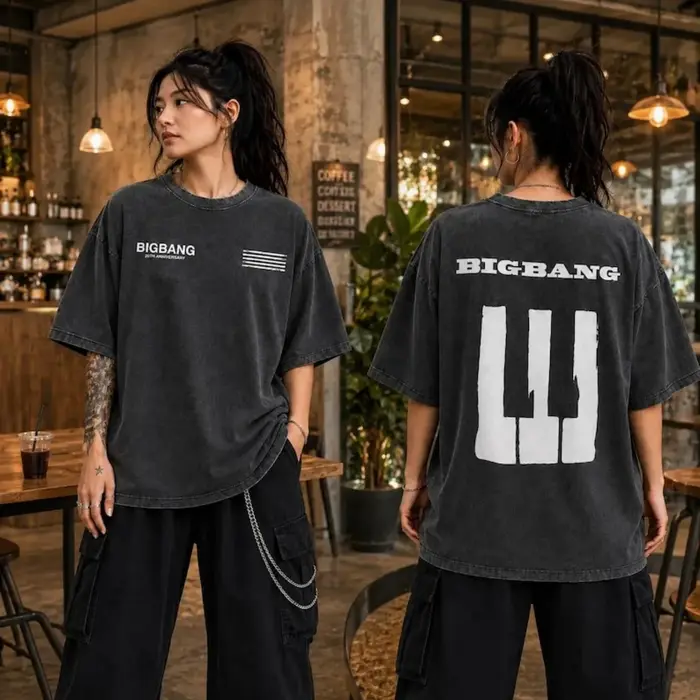 T-shirt vintage délavé BIGBANG 2026 pour le 20e anniversaire du concert, unisexe, coupe ample et déc