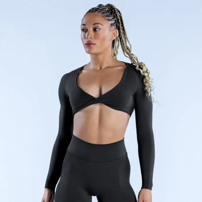 Haut de yoga court pour femme à col en V profond