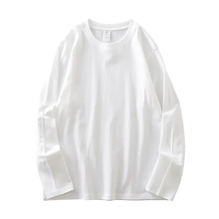 DUKEEN hommes 260G à manches longues t-shirts 2025 printemps pur coton couleur unie basique col rond