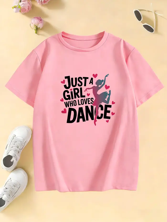 T-shirt graphique drôle « Just A Girl Who Loves Dance » pour enfants et filles