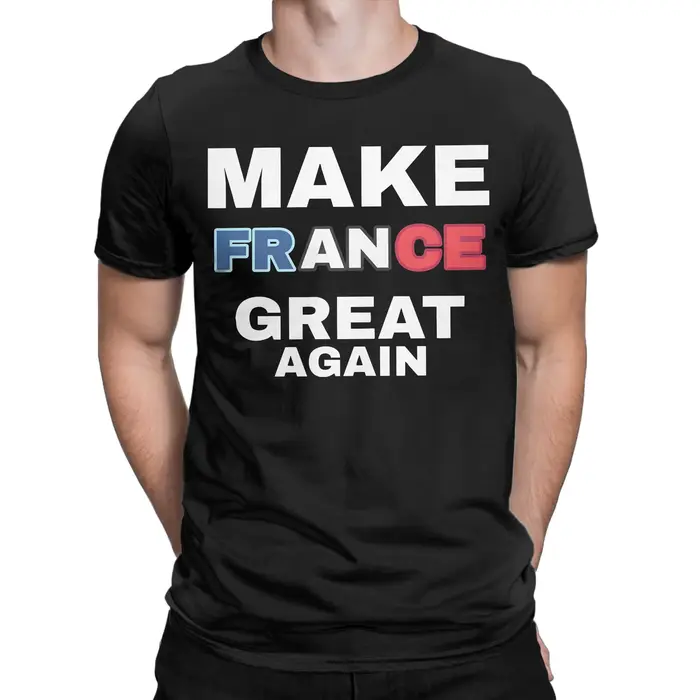 T-shirt pour hommes en coton pur, col rond, à manches courtes, idée cadeau, « Make France Great Again »