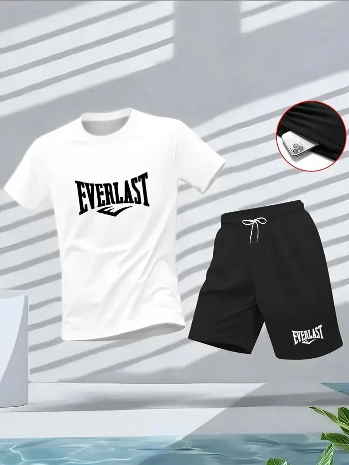 Ensemble d'été pour hommes: T-shirt à manches courtes à col rond, short de cinq pouces, extérieur de