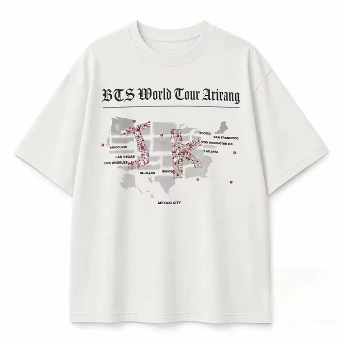 T-shirt 100 % coton style JK Jungkook, nouvelle collection été 2026, tournée mondiale Arirang, haute