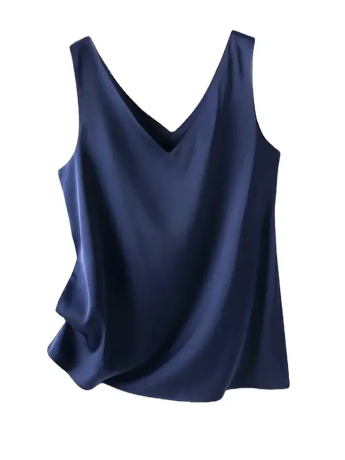 Femme T-shirts élégant soie Satin Blouse sans manches