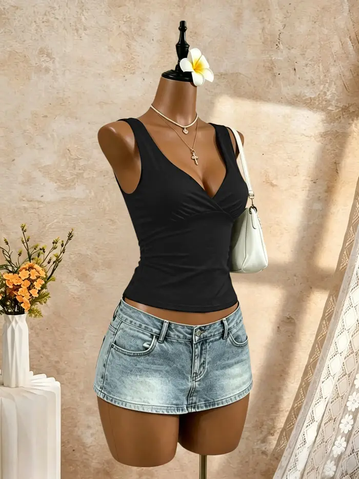 Débardeur Crop Femme à Bretelles Larges