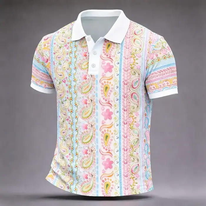 Chemises polo pour hommes à imprimé paisley 3D
