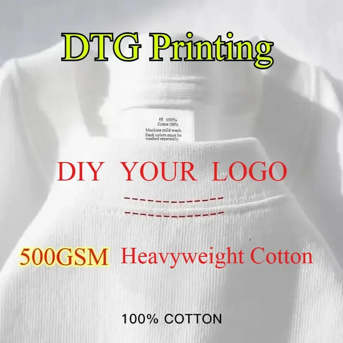 T-Shirt personnalisé DTG imprimant votre conception originale de qualité supérieure 500GSM coton lourd