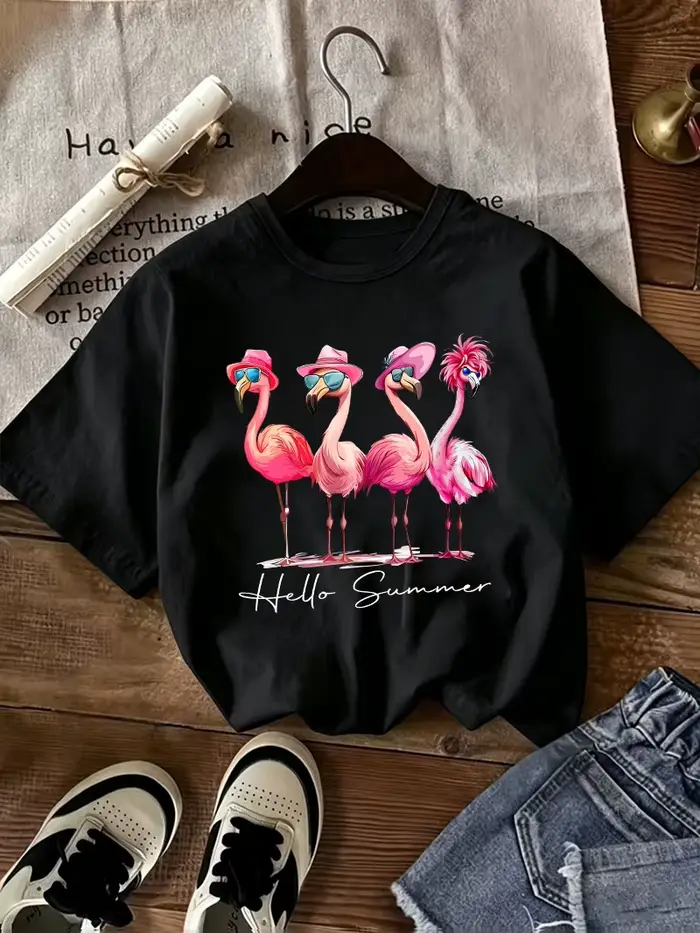 T-shirt décontracté à manches courtes et col rond pour femme