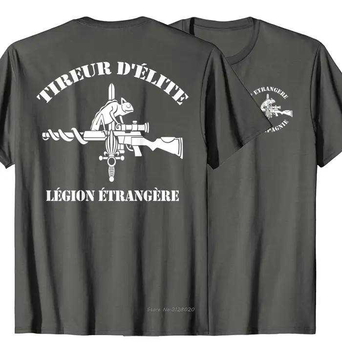 T-shirt de tireur des forces spéciales de la Légion étrangère française. Été coton à manches courtes col rond hommes