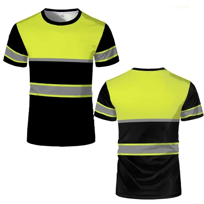 T-shirts de travail de sécurité à rayures simples, décontractés, à manches courtes, imprimés en 3D, 