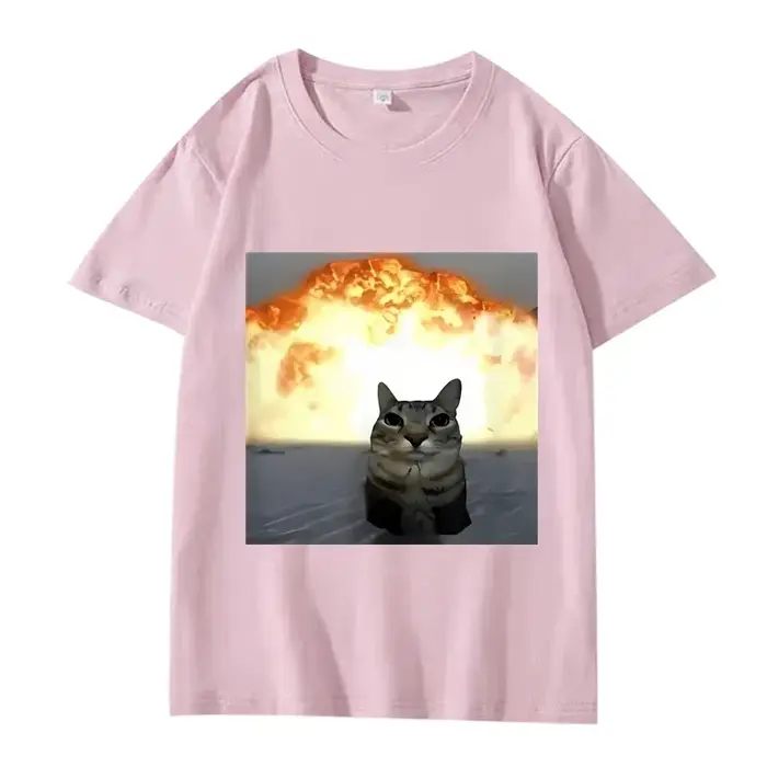 Fantaisie chat Explosion graphique t-shirt femmes drôle à manches courtes été impression haut pour f