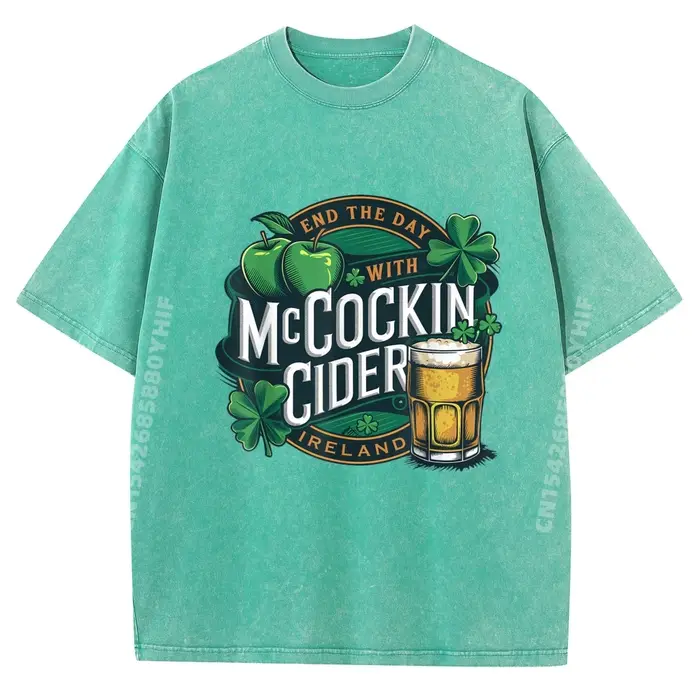 T-shirt imprimé Mccockin Cider Funny St Patricks Day Ireland Drinking pour homme
