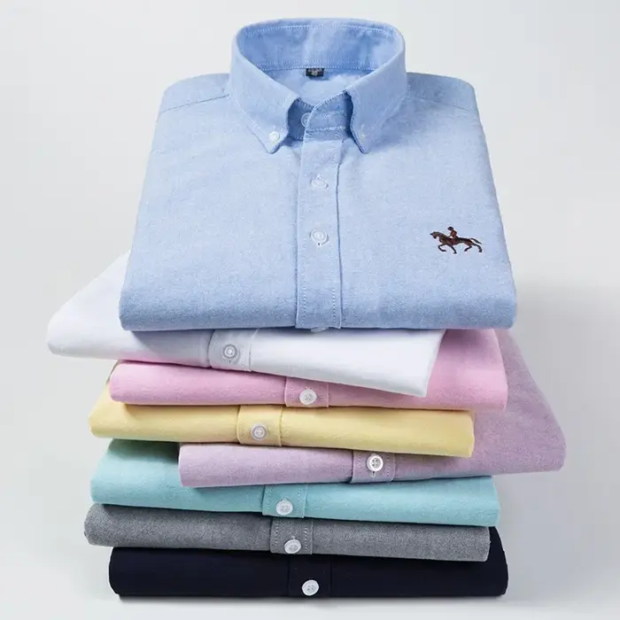 Chemise en pur coton Oxford brodée pour homme