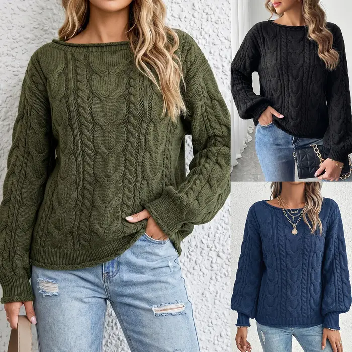 Hauts pour femmes, vêtements pour femmes en tricot à col rond