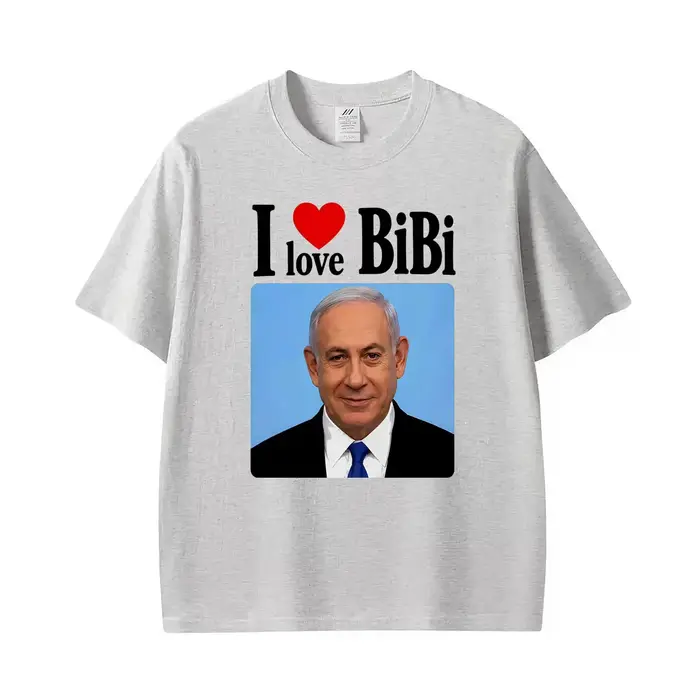 T-shirt I Love Bibi Benjamin Netanyahu pour hommes et femmes, style rétro, offre spéciale, classique, streetwear, surdimensionné, col rond, en coton