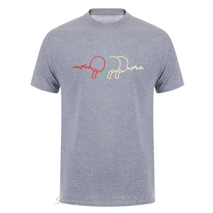 Battement de coeur coton T-shirt été unisexe hauts t-shirts Tennis de Table surdimensionné