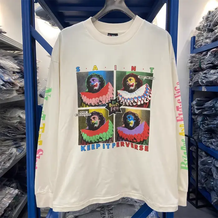 2025fw LS TEE manches longues SAINT t-shirt hommes femmes lavé tissu lourd
