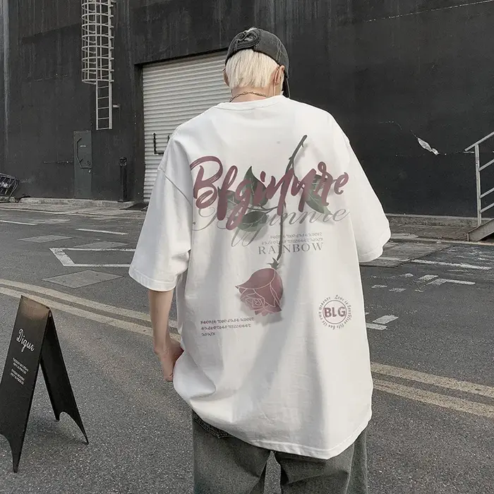 T-Shirt Gothique à Manches Courtes et Col Ras du Cou pour Homme Streetwear en Coton Respirant