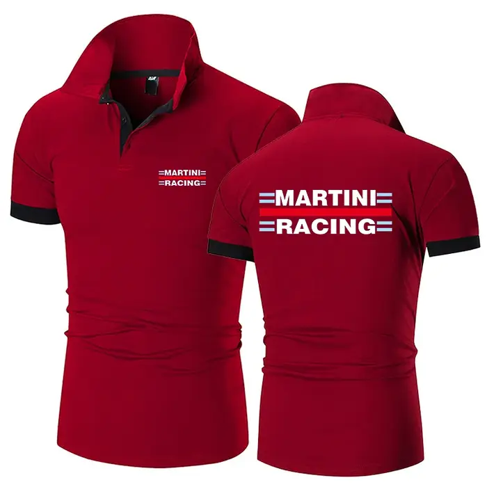 2025 été homme Martini Racing Logo imprimer nouveau Type couleur unie classique coton à manches courtes haut affaires Social Polo