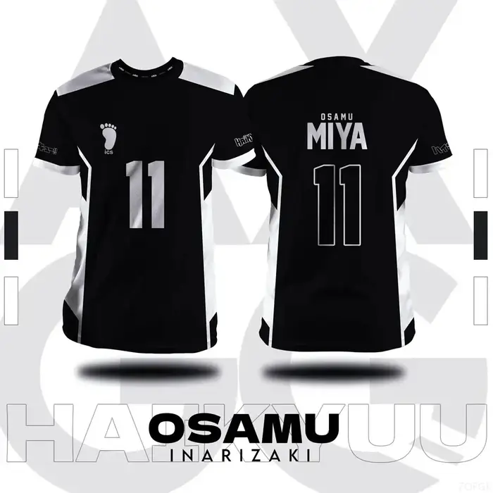 T-shirt d'été pour hommes, grande taille, imprimé en 3D, Haikyuu Inarizaki, motif de dessin animé Co