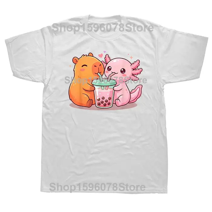 T-shirts à motifs de Capybara et d'Axolotl pour hommes et femmes, mode décontractée, t-shirt ample e