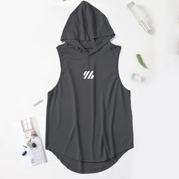 Débardeur de gymnastique pour hommes, chemise à capuche sans manches, maille respirante, gilet de sp