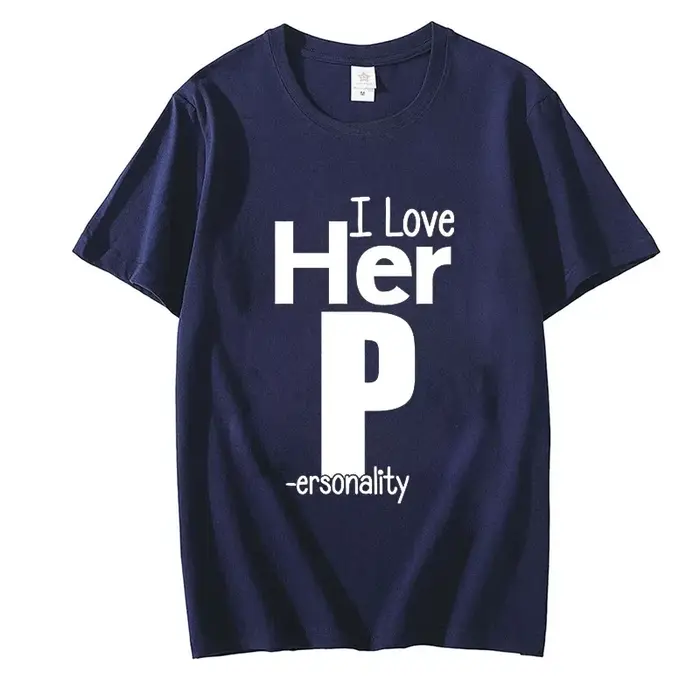 T-Shirt à Imprimé I Love His D P pour Couples