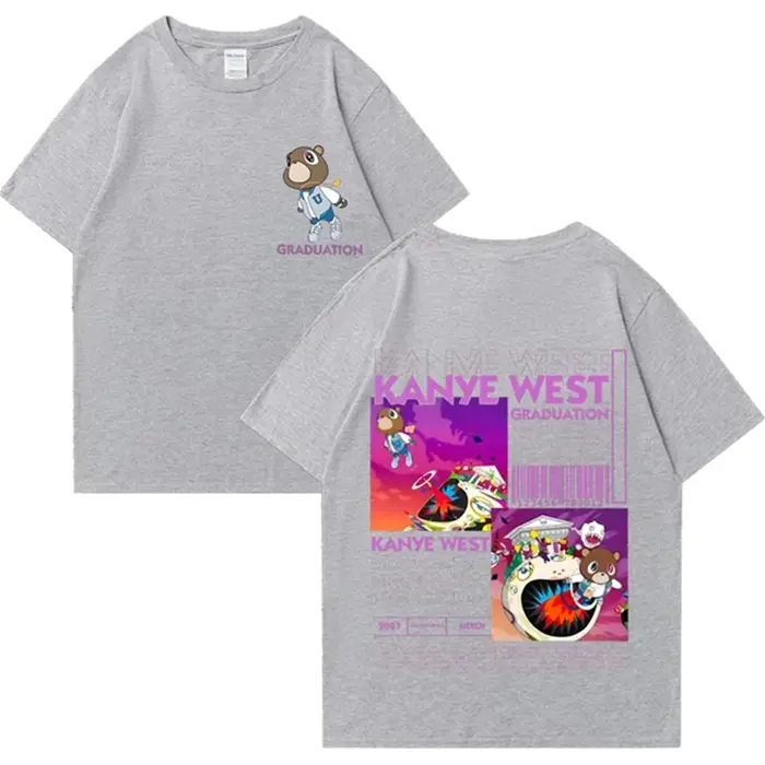 Kanye West Graduation Bear Double face imprimé t-shirt hommes femmes mode Hip Hop dessus frais à manches courtes unisexe T-shirts 72463