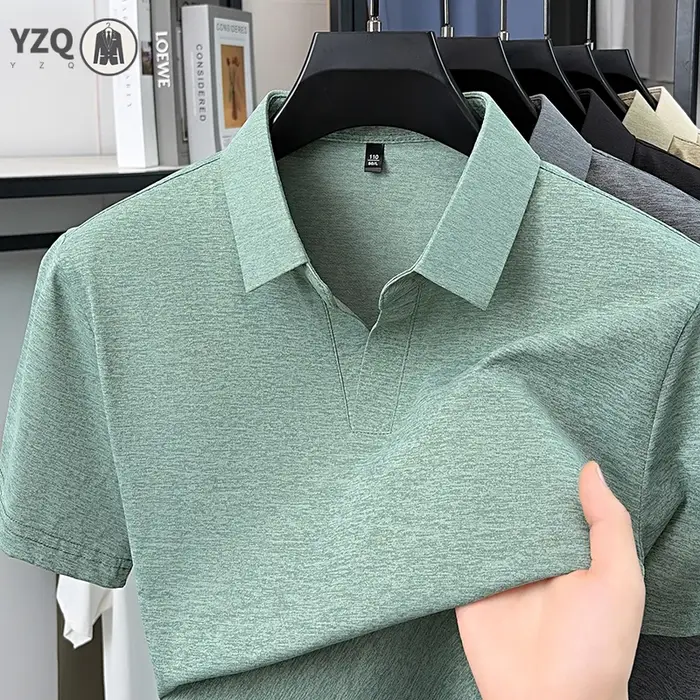 Polo uni mélangé pour homme