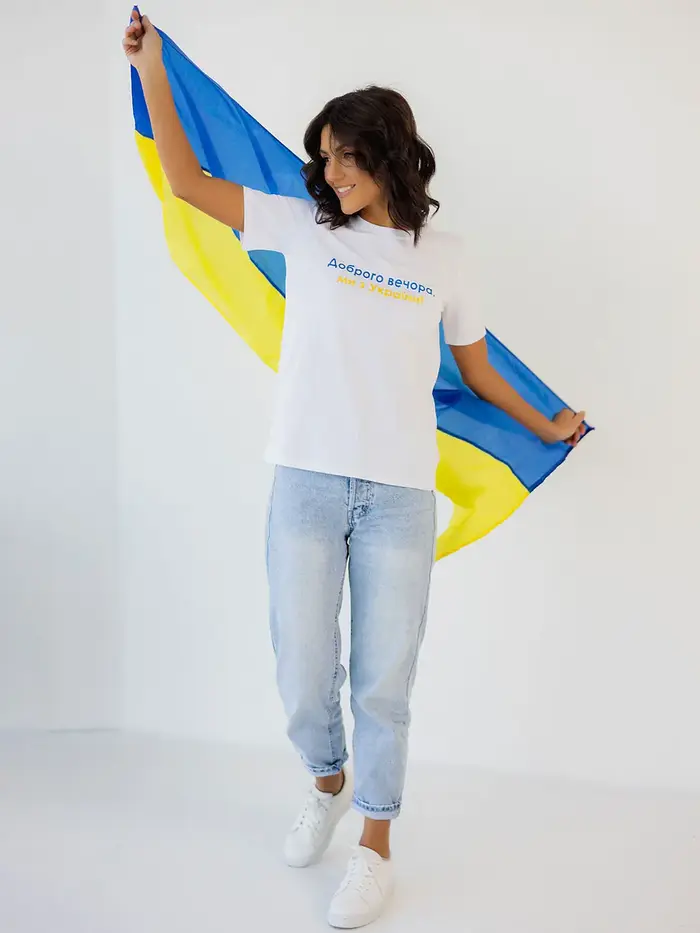 T-shirt imprimé Good Evening We Are From Ukraine pour femme, t-shirt en coton Fosotism, chemise à ma
