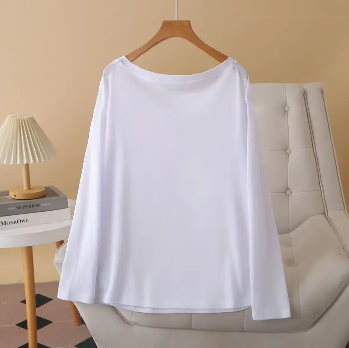 Mode grande taille femmes T-Shirt automne nouveau Style épaules nues à manches longues couleur unie 