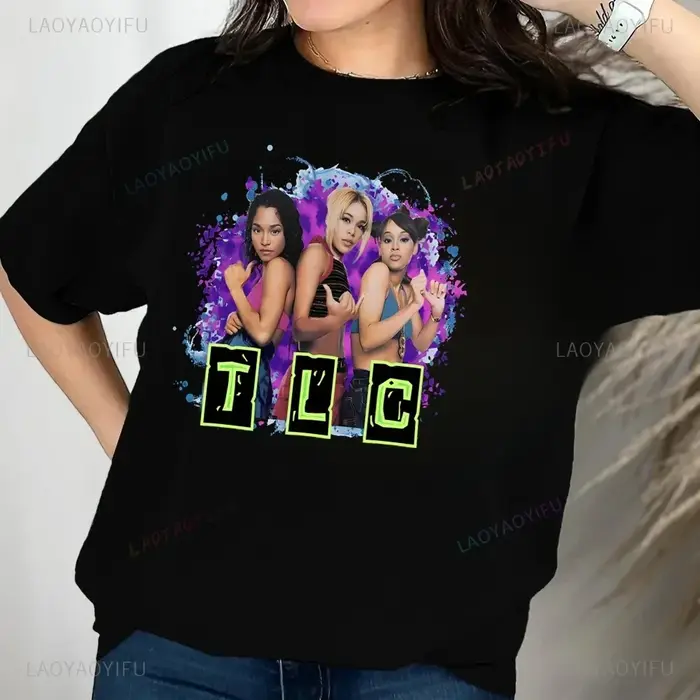 T-shirt imprimé vintage des années 90 du groupe TLC