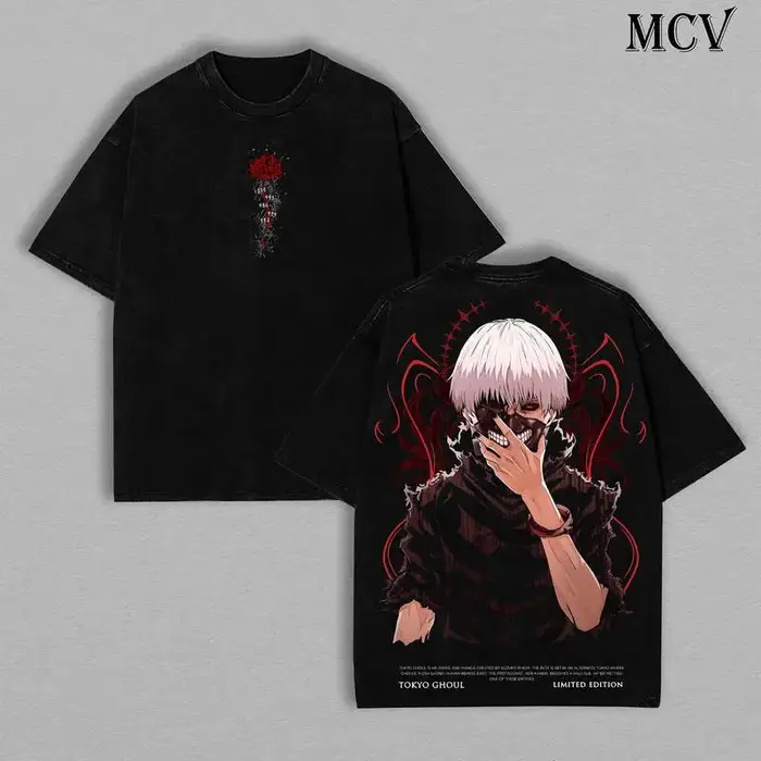 Tokyo Ghoul Tee – Ken Kaneki Chemise surdimensionnée délavée vintage